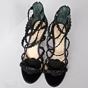 Jessica Simpson Black heels w/ black jewel accents size 8.5
